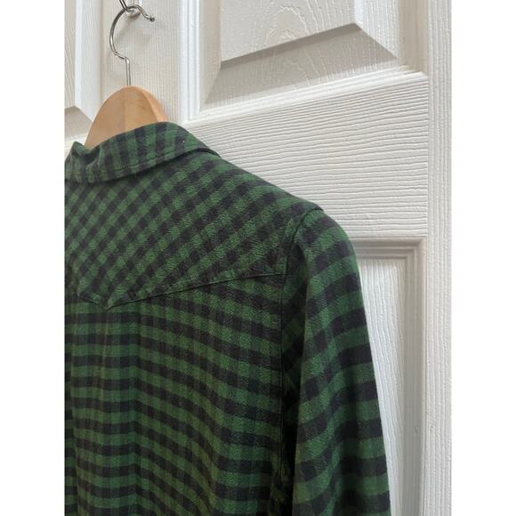 Filson Women’s Flaw Modal Wool Blend Green Black Plaid Button Down Shirt Small - Picture 5 of 14